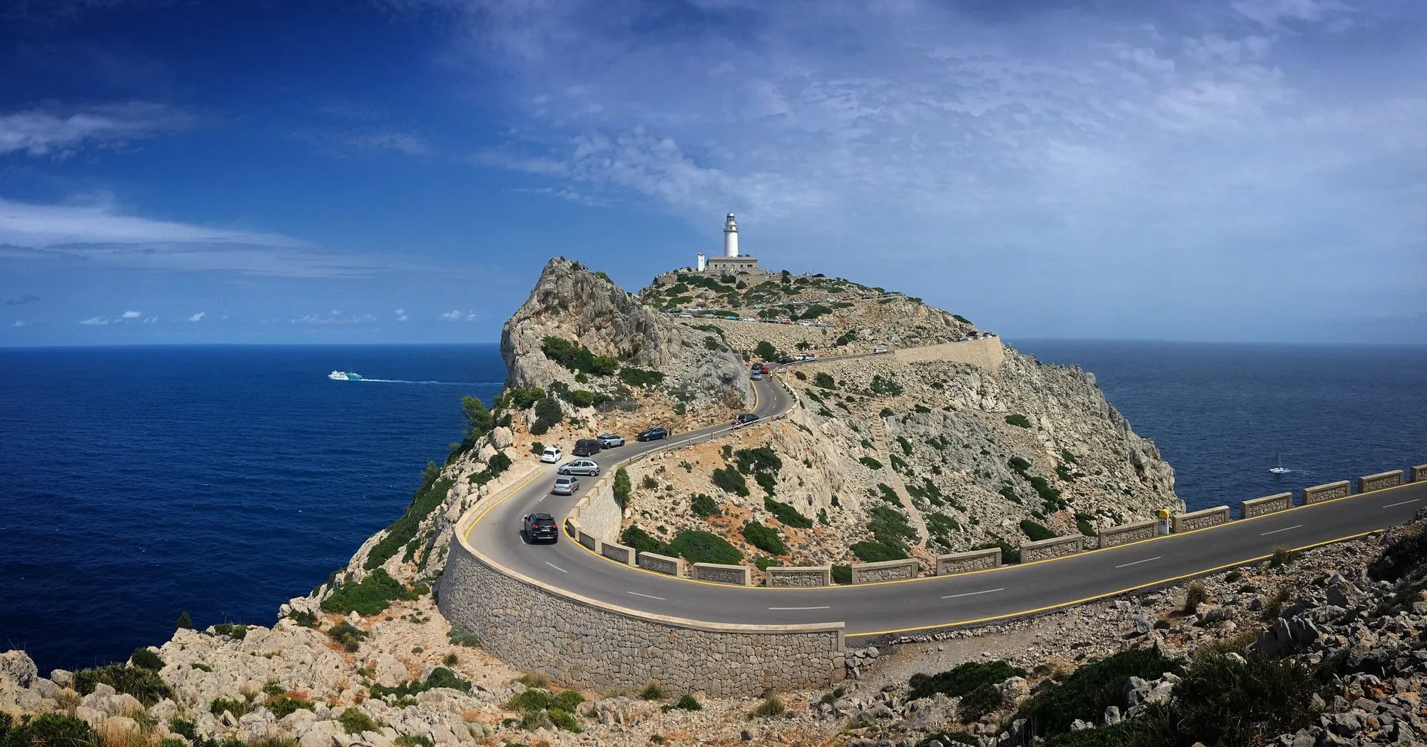 Dramatic cliffs of Cap de Formentor above the sea
